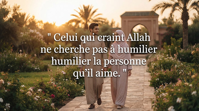 Celui qui craint Allah ne cherche pas à humilier la personne qu'il aime.